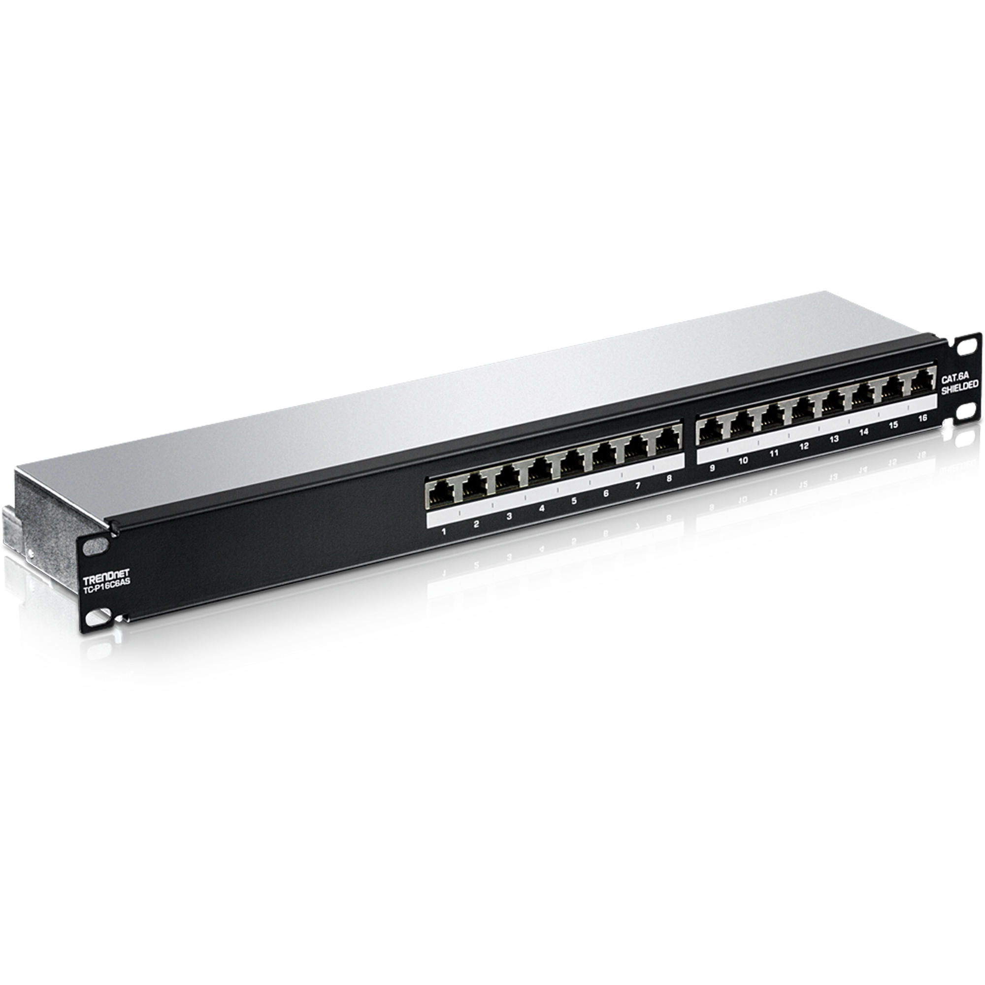 16-Port Cat6A Shielded 1U Patch Panel