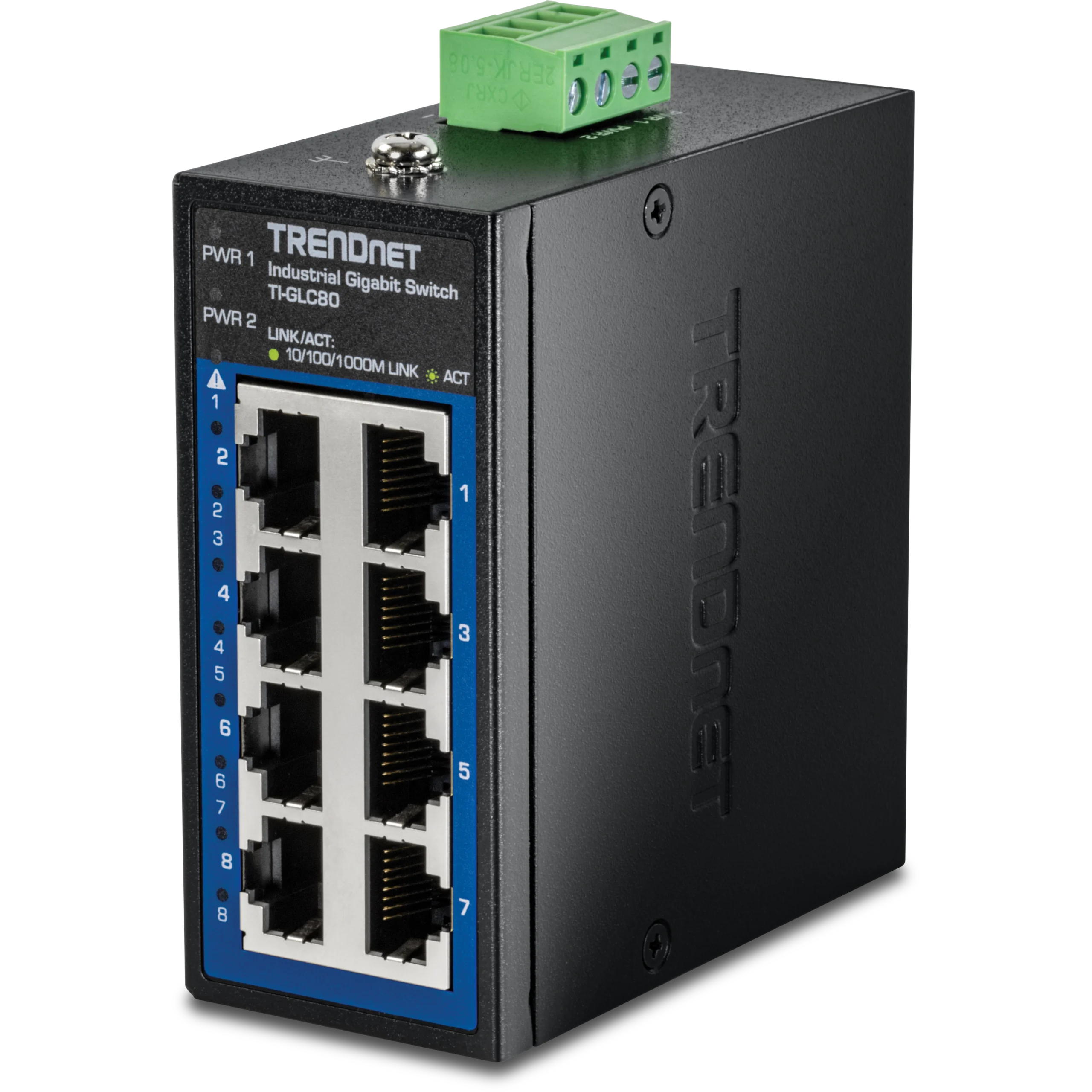 8-Port Industrial Gigabit DIN-Rail Mini Switch